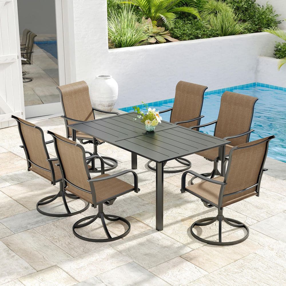 7-Piece Rectangular Steel Outdoor Dining Set price history on PriceWatchPro