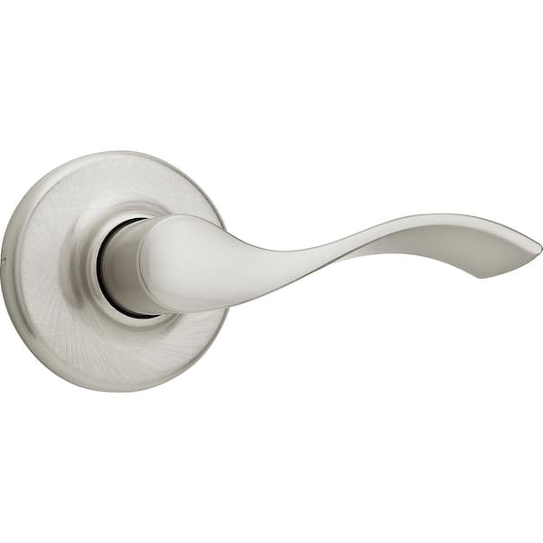 Kwikset Balboa Satin Nickel Passage Door Handle for Hall or Closet featuring Microban Technology