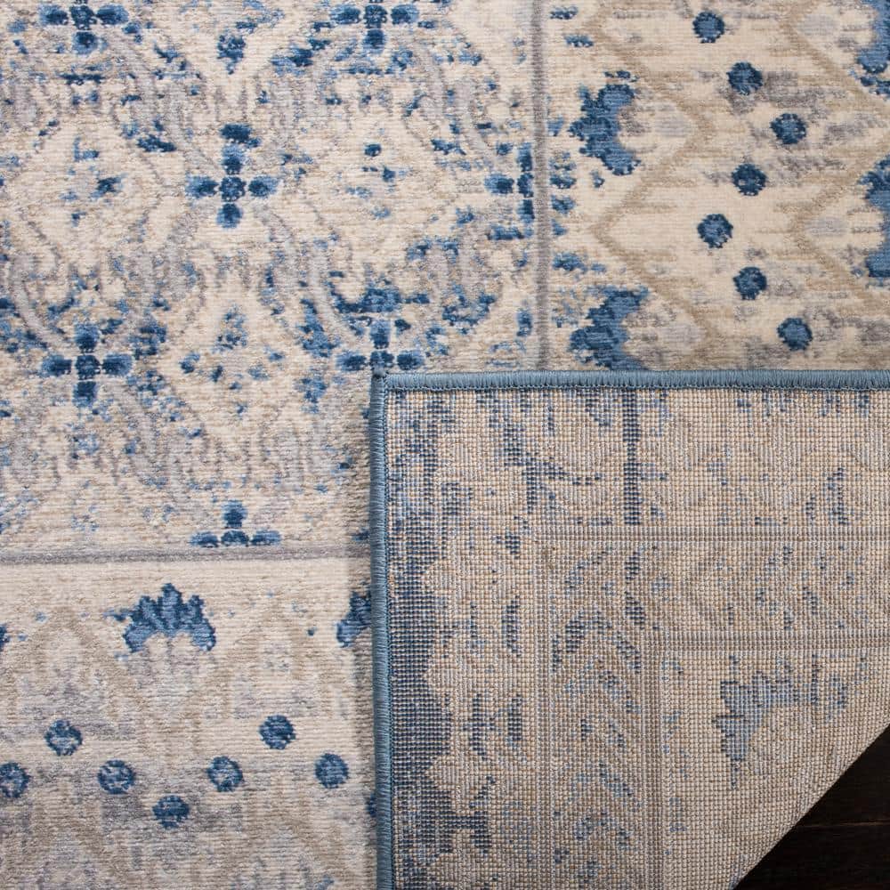 Elegant Brentwood 5' Square Light Grey/Blue Synthetic Area Rug