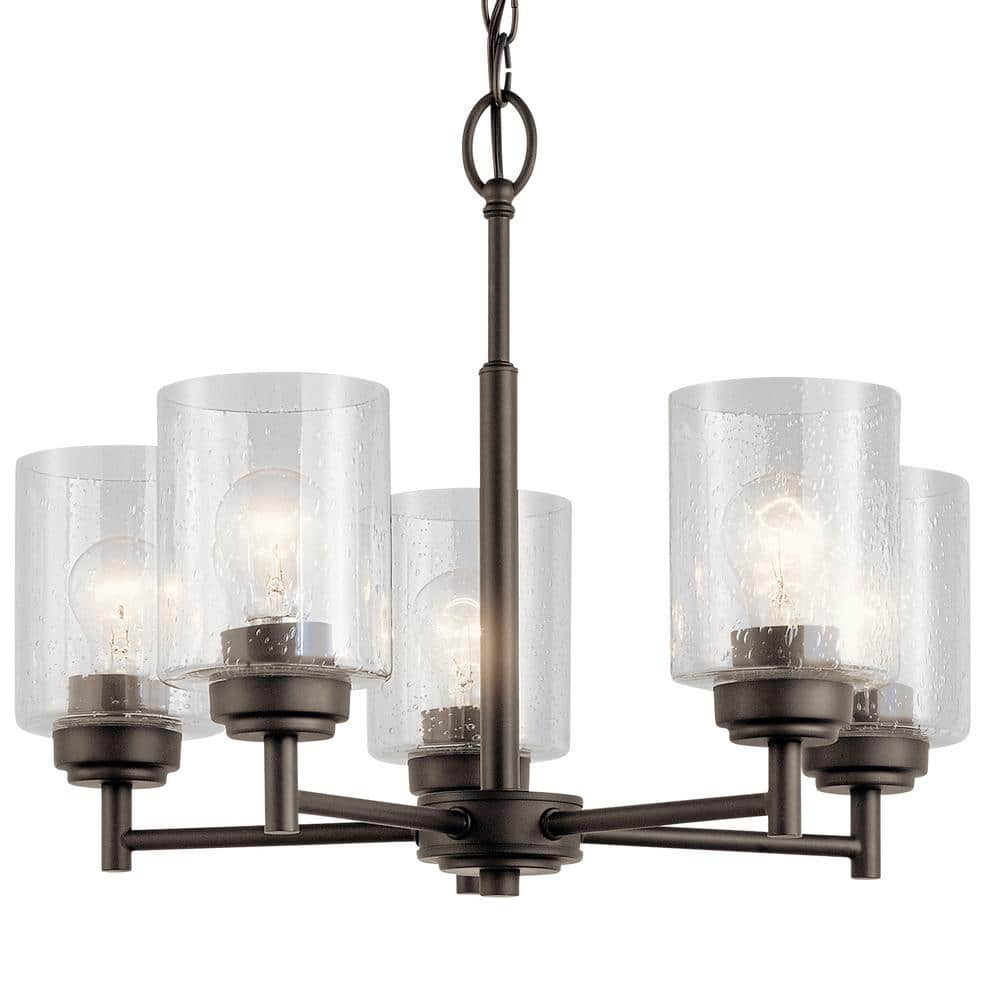 Winslow 5-Light Bronze Mini Chandelier with Clear Glass