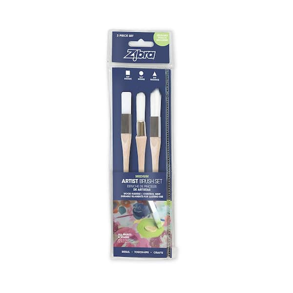 Medium Artist Kit 1/4 in. Poly Angled 3 Piece Paintbrush Set