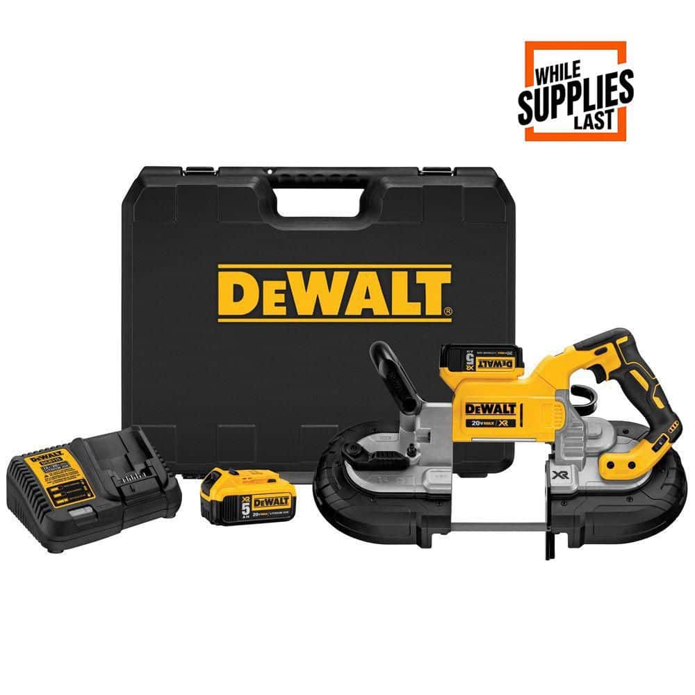 DeWalt 20V MAX XR Cordless Brushless Deep Cut Band Saw with (2) 20V 5.0Ah Batteries and Charger