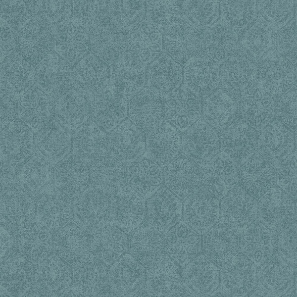 Advantage Edsel Blue Geometric Non-Pasted Vinyl Wallpaper