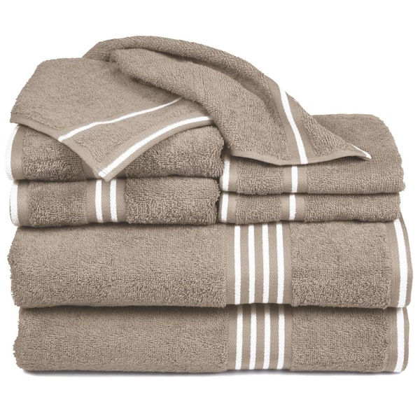 Lavish Home 8-Piece Taupe Rio Egyptian Cotton Bath Towel Set 67