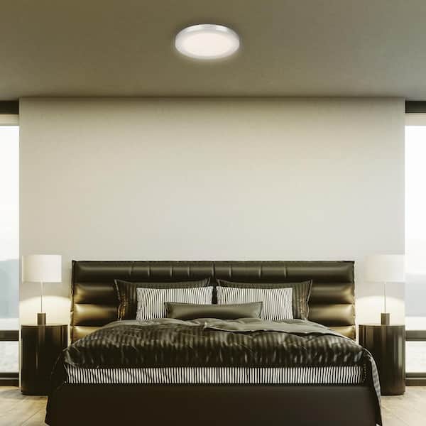 13 in. Dimmable Nickel Integrated Color Selectable LED Color Edge-Lit Round Flat Panel Ceiling Flush Mount (4-Pack)