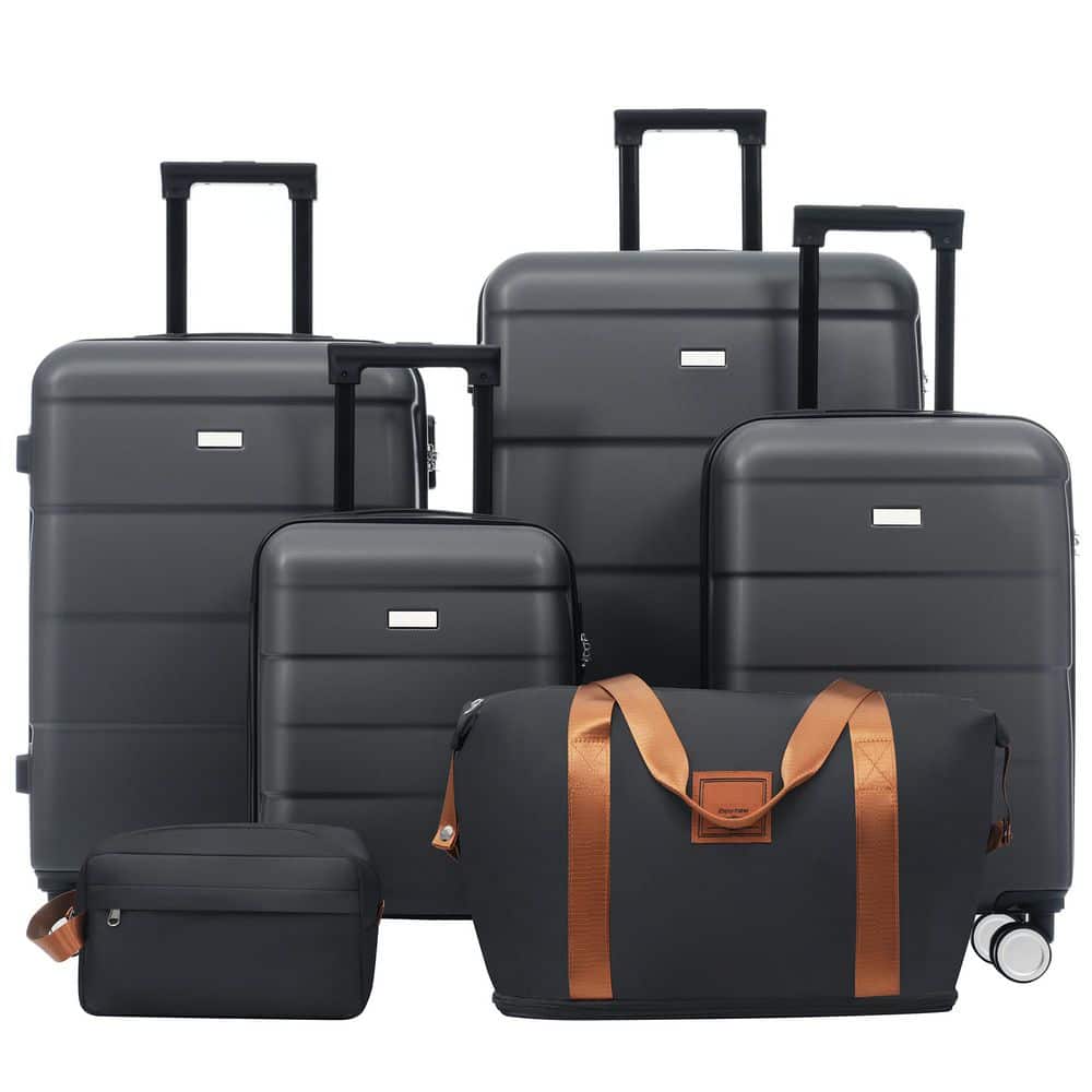 6 Piece Charcoal ABS Hardshell Spinner 16,20,24,28 Luggage Set with Duffel Bag, Toiletry Bag price history on PriceWatchPro