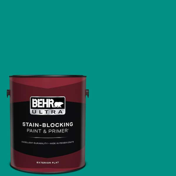 BEHR ULTRA 1 gal. #490B-6 Emerald Coast Flat Exterior Paint & Primer