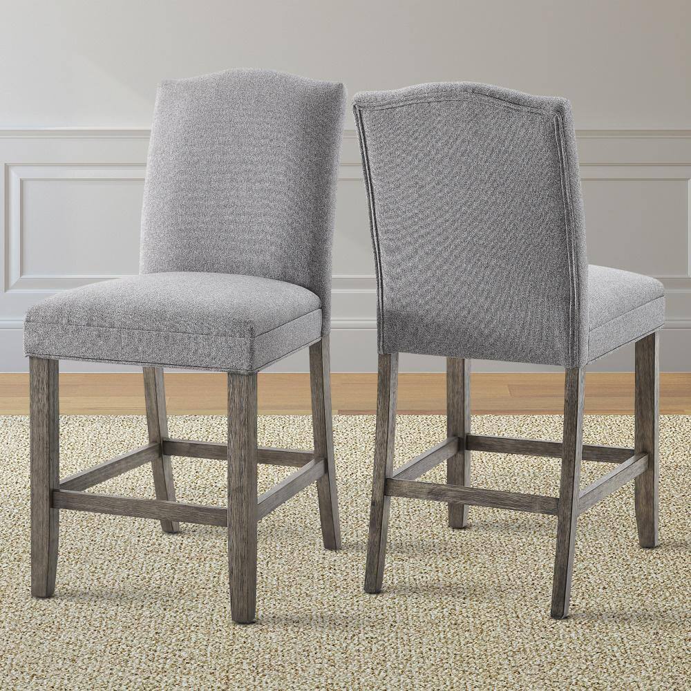 Gray Driftwood Wood and Fabric Counter Stools Set of 2