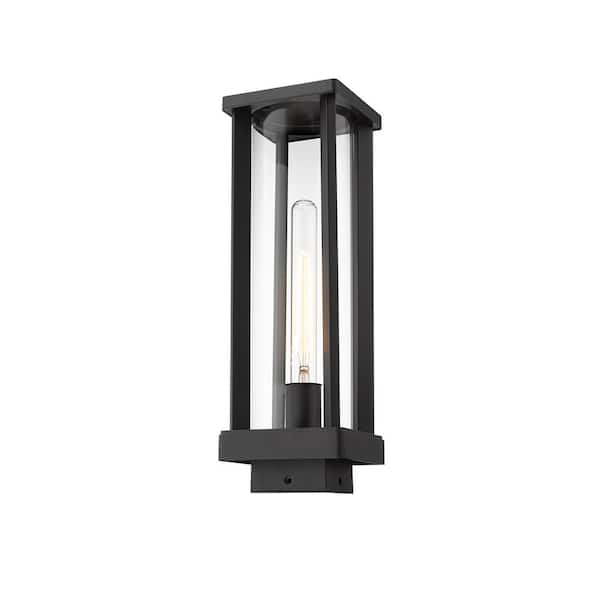 Unbranded Glenwood 15 in. 1-Light Black Aluminum Hardwired Outdoor Weather Resistant Post Light Square Fitter w/No Bulb Included