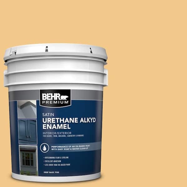 BEHR PREMIUM 5 gal. Home Decorators Collection #HDC-CL-16 Beacon Yellow Urethane Alkyd Satin Enamel Interior/Exterior Paint