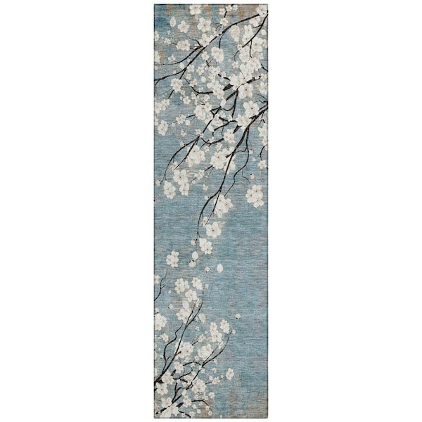 Chantille Machine Washable Indoor/Outdoor Abstract ACN2248 Denim 2 ft. 3 in. x 7 ft. 6 in. Runner Rug