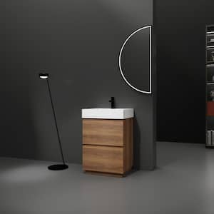 24 in. W x 18 in. D x 36 in. H Single Sink Freestanding Bath Vanity in Brown with White Ceramic Top and Double Drawer