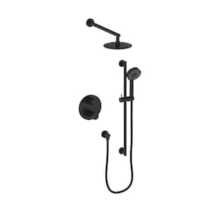 ZLINE Emerald Bay 2-Spray Patterns with 2 GPM 15.8" Wall Mount Dual Shower Heads with Thermostatic System in Black