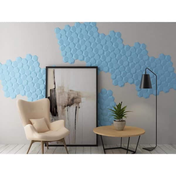Contempo Living Inc 19.6 in. x 21.2 in. x 1 in. Off-White Plant Fiber Hexagon Design Glue-On Wainscot 3D Wall Panel (18-Pack)