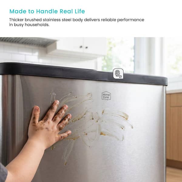 Home Zone Living 21 Gal. Large Stainless Steel Dual Compartment