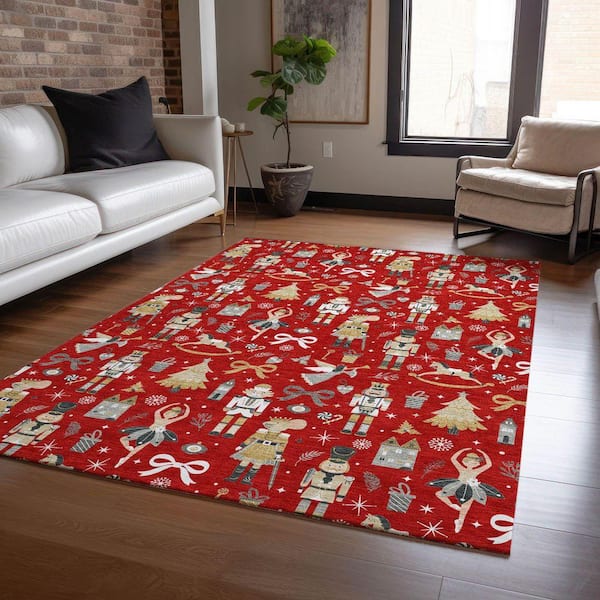 Chantille Machine Washable Indoor/Outdoor Abstract ACN1827 Red 3 ft. x 4 ft. Area Rug