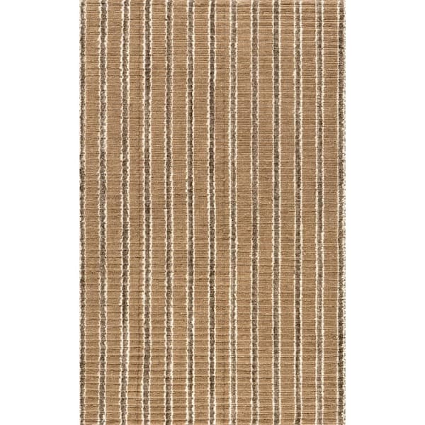 Violeta Striped Jute Area Rug Natural 5' ft. x 8' ft. Area Rug