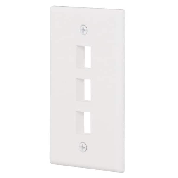 White 3 Port Keystone Décora Style Wall Plate with Screwless Face 