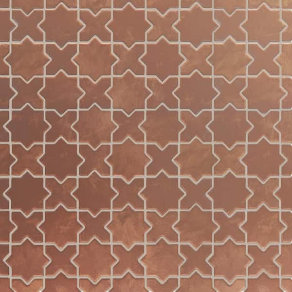 Sentier des cotto 2 in. Star Cross 12 in. x 12 in. Porcelain Floor and Wall Mosaic Tile (10.0 sq. ft. /Case)