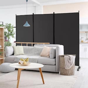 3-Panel Folding Room Divider 6Ft Rolling Privacy Screen withLockable Wheels Grey