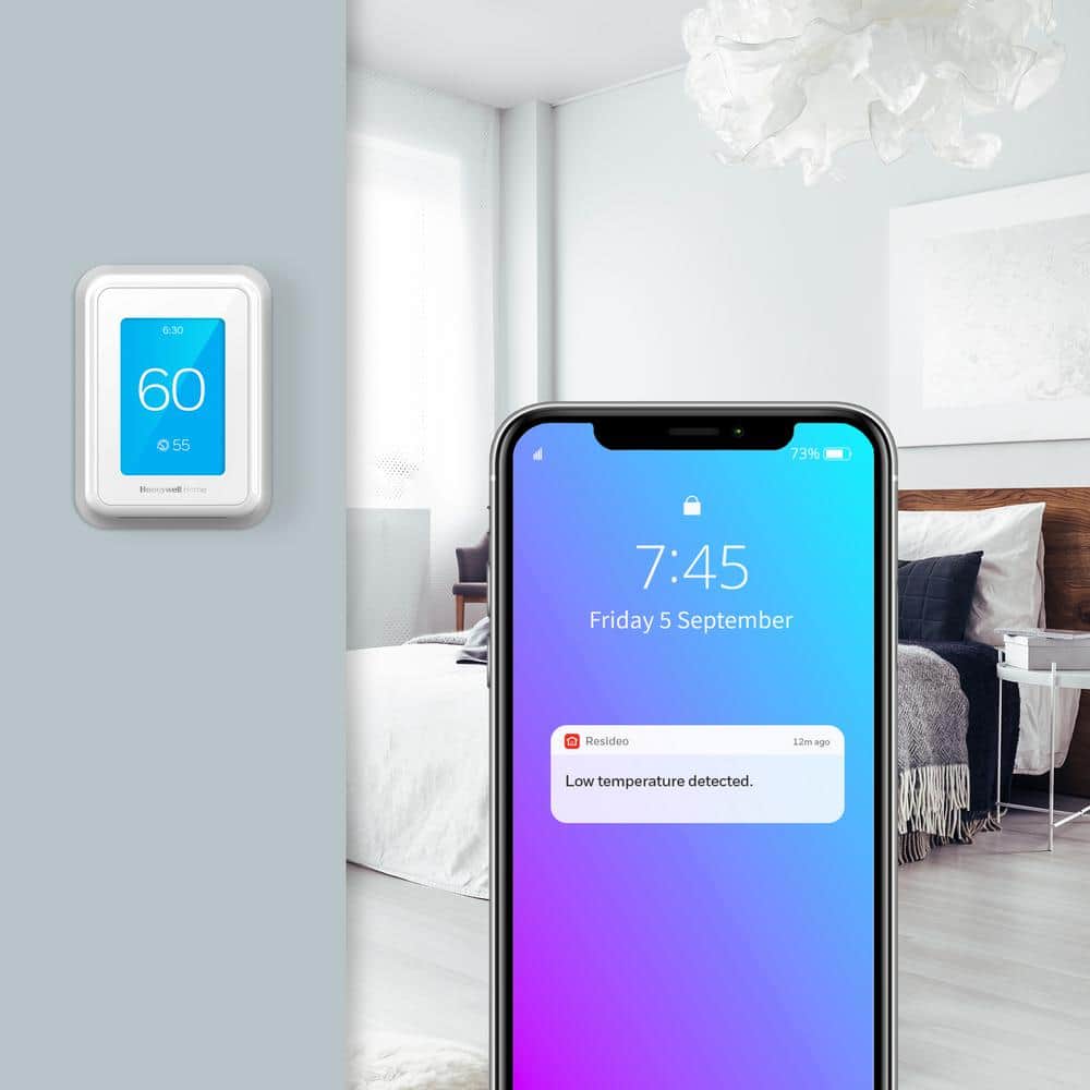 White Wi-Fi Smart Thermostat with Touchscreen Display