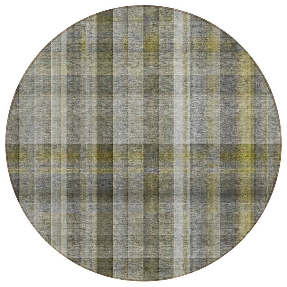 Gray 8 ft. Round Woven Plaid Polyester Round Indoor/Outdoor Area Rug price history on PriceWatchPro