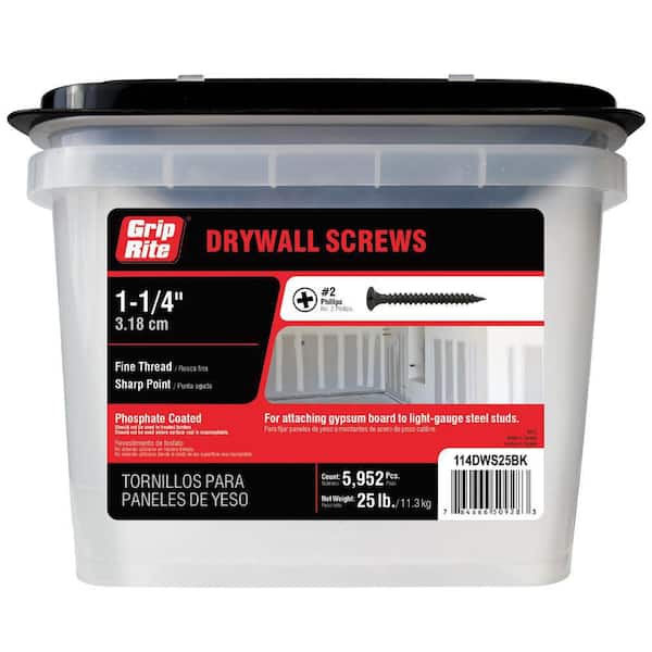 Grip-Rite #6 x 1-1/4 in. #2 Phillips Bugle Head Fine Thread Drywall Screws (25 lb.-Pack)