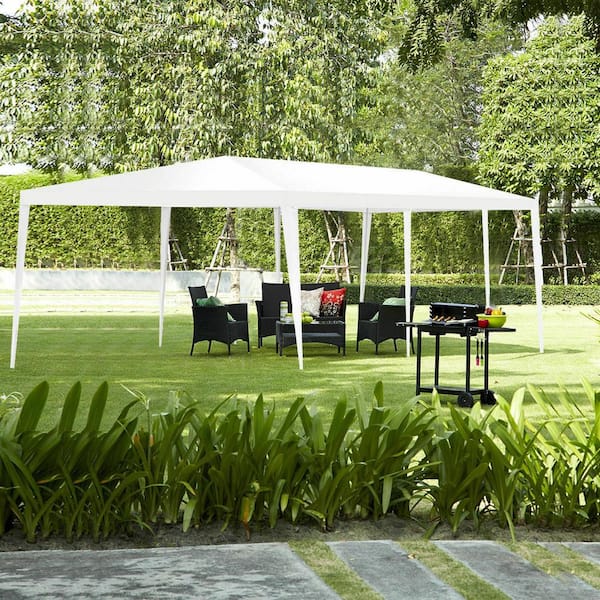 Costway 10 ft. x 30 ft. White Canopy Heavy-Duty Gazebo