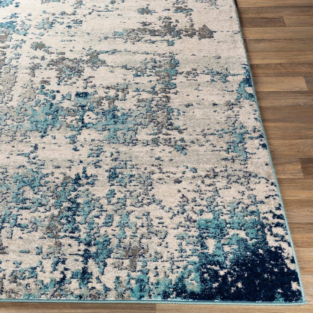 Kids' Delight Abstract Blue Synthetic 7'10" x 10'3" Easy-Care Rug