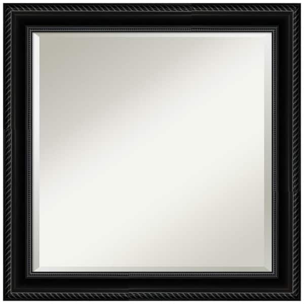 Amanti Art Corded Black 24 in. W x 24 in. H Framed Beveled Wall Mirror in Black