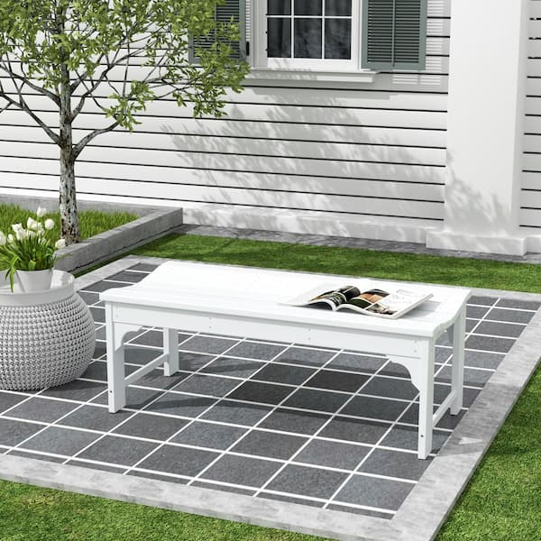 WESTIN OUTDOOR Parkside White Outdoor All-Weather Backless Bench