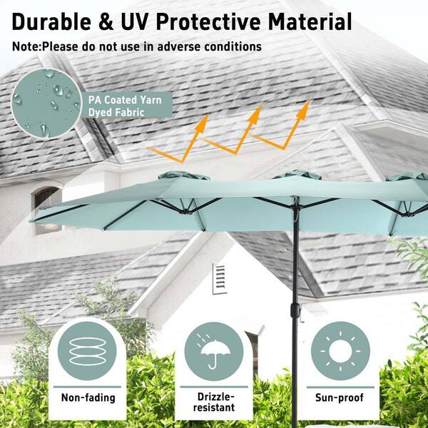 SUNRINX 14.8 ft. Market Double Sided Patio Umbrella in Light