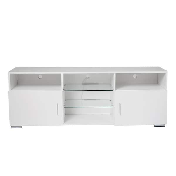 TECHNI MOBILI 61 in. W White Entertainment TV Stand with 2 open storage,  Fits TV'S up to 61 in. RTA-910TV-WHT - The Home Depot
