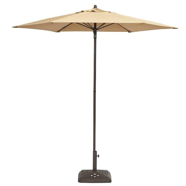 Hampton Bay 7-1/2 ft. Steel Push-Up Patio Umbrella in Cafe