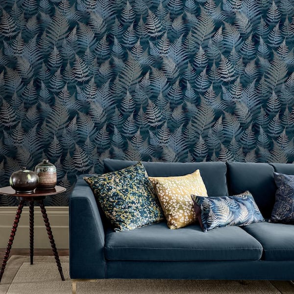 Clarissa Hulse Woodland Fern French Navy Removable Wallpaper