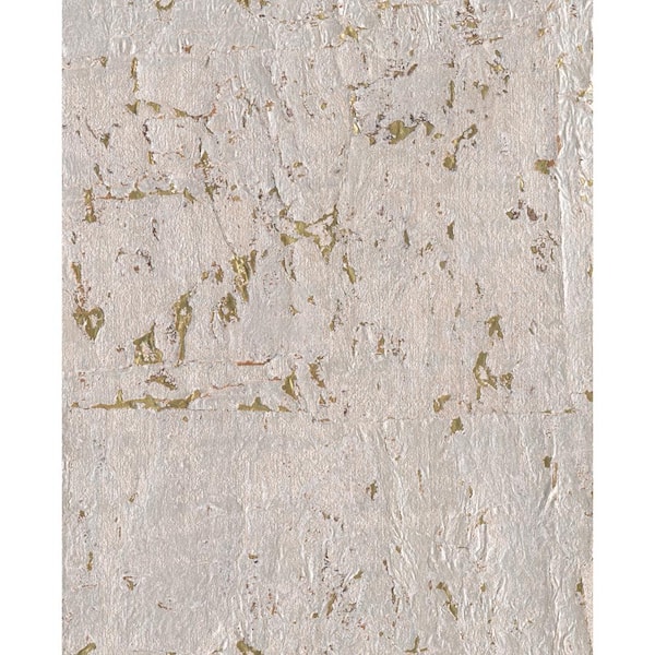 Gold and Silver Metallic Cork Paper Unpasted Wallpaper, 36-in. by 24-ft.