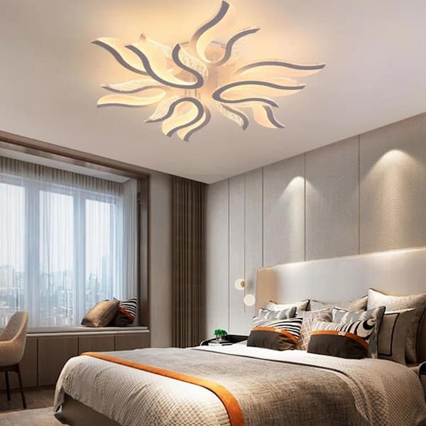 Gei NaiI Liｇht Genoci 37 in. 100-Watt White Modern Geometric Integrated LED