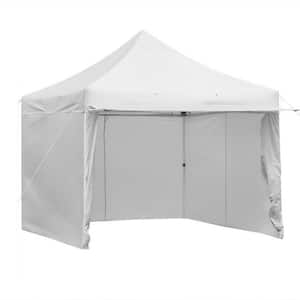 10 ft. x 10 ft. White Pop-up Gazebo Canopy with 5 Removable Zippered Sidewalls