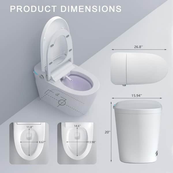 1.28 GPF Elongated Smart Toilet Bidet with Tank Built In with Heated Seat Warm Water Auto Open/Close Lid In White