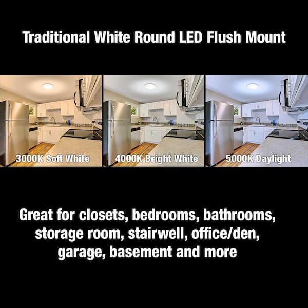 Commercial Electric 16 in. Low Profile LED Flush Mount Round Closet ...