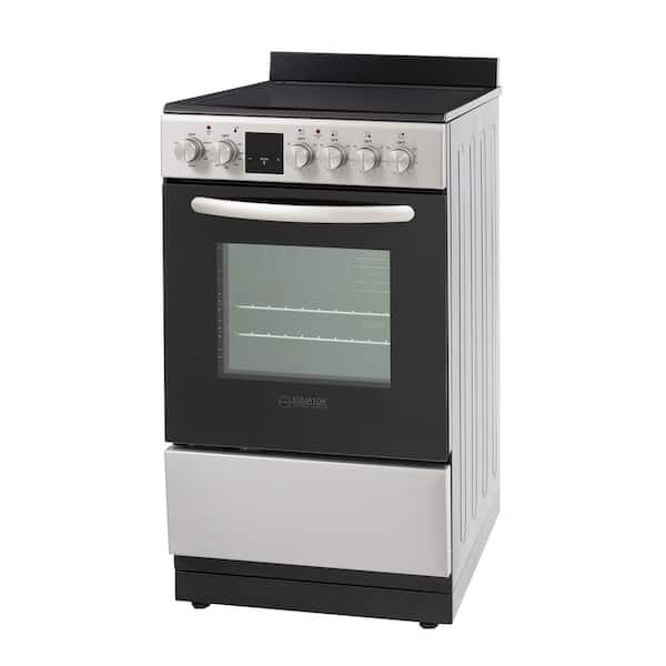 20 in. Electric Cooking Range 4-Ceramic Burners Freestanding Convection Oven plus Air Fryer stainless