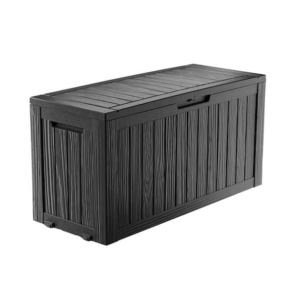 80 Gal. Polypropylene Deck Box with Lockable Lid, Durable Outdoor ...