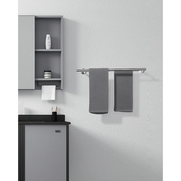 Thicken SUS 304 Stainless Steel Double Round Bar 20 in. Wall Mount Towel Bar Bath Hardware Accessory in Brushed Nickel