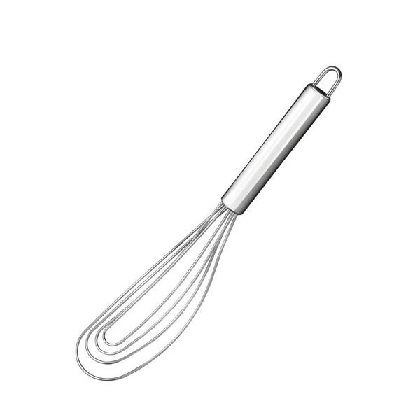 Stainless Steel Finish Flat Whisk Egg Beater for Blending Whisking Beating Stirring Mixing Sauces Cream