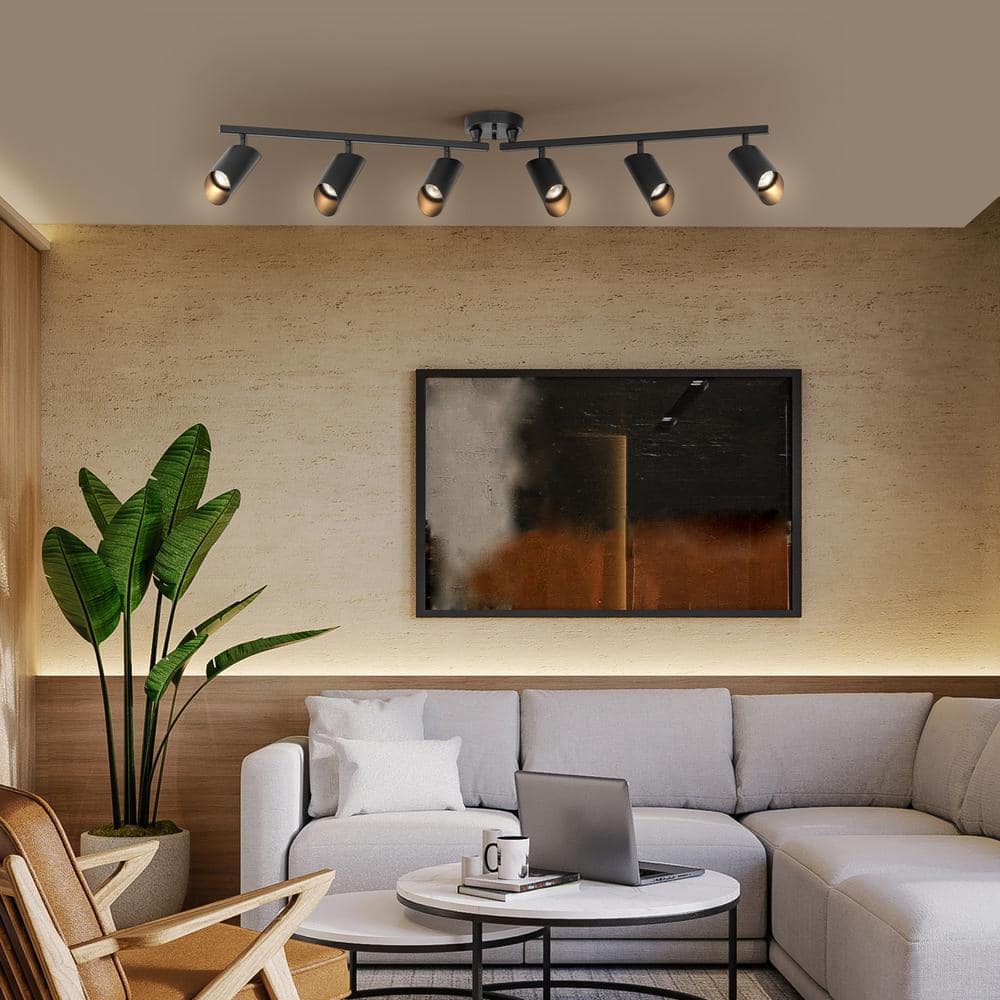 Modern Matte Black 46" Metal 6-Light Ceiling Track Fixture