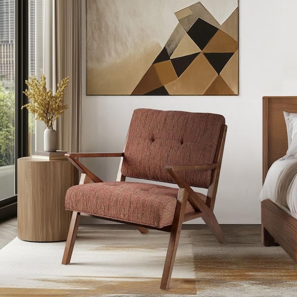 INK+IVY Rocket 34 in. Orange Tufted Microfiber Arm Chair FPF18
