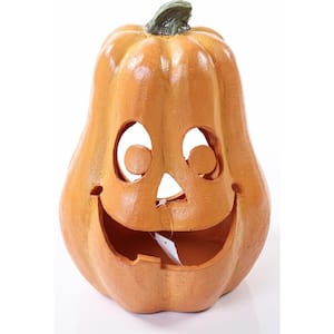 14 in. H x 10.5 in Dia Jack-O-Lantern, Light Orange