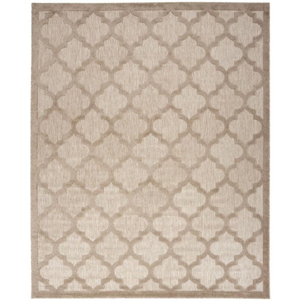 Beige 8 ft. x 10 ft. Woven Abstract Polyester Rectangle Indoor/Outdoor Area Rug