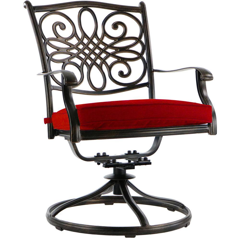 Elegant 8-Person Tempered Glass-Top Outdoor Dining Set with Red Cushions