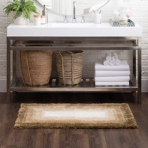 17 in. x 24 in. Barley Brown Ombre Border Polyester Machine Washable Bath Mat